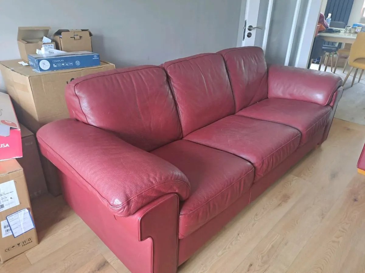 1 seater & 4 Seater Leather Couch - Image 4