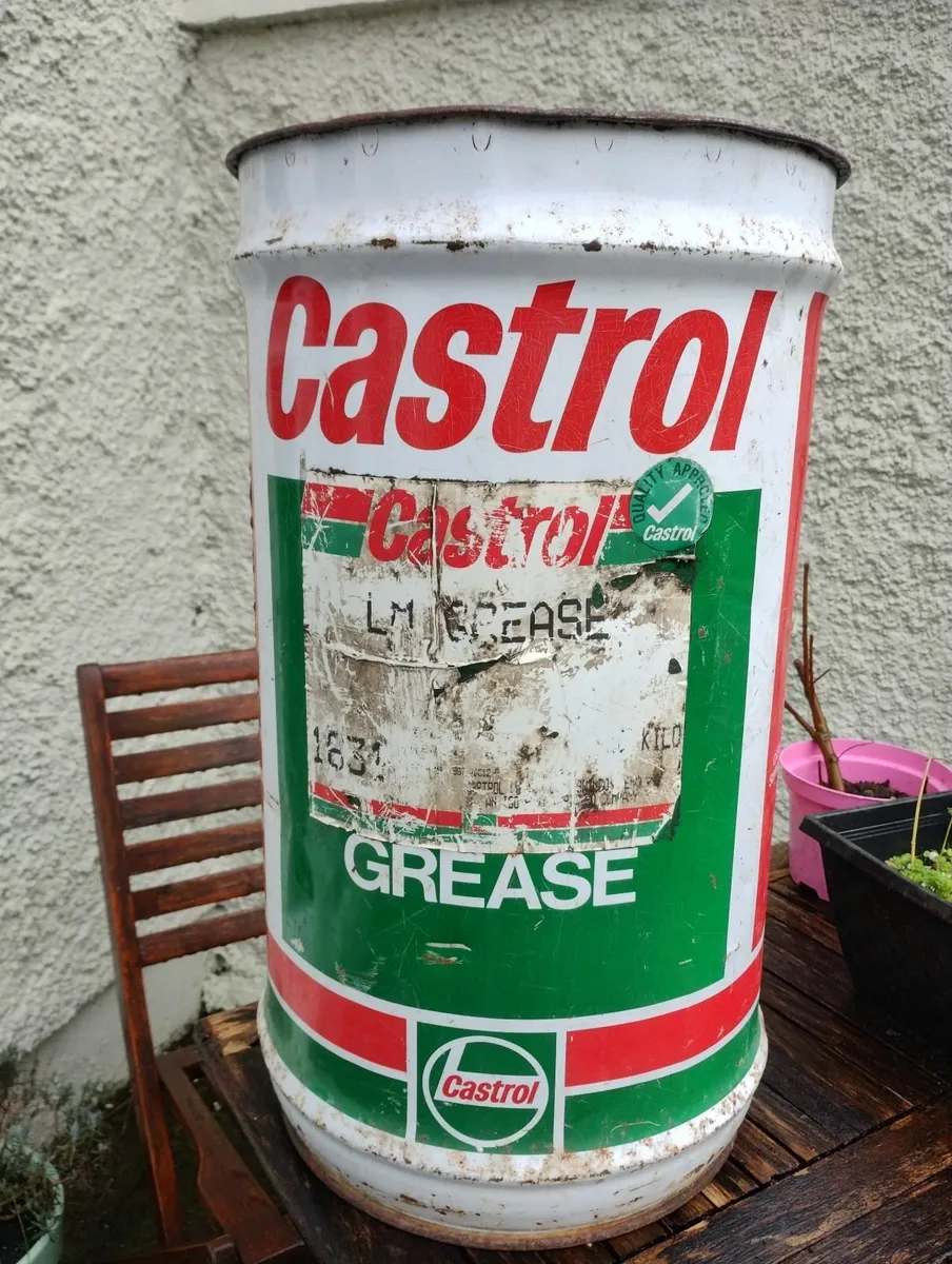 Vintage Metal Castrol Grease Drum - Image 2