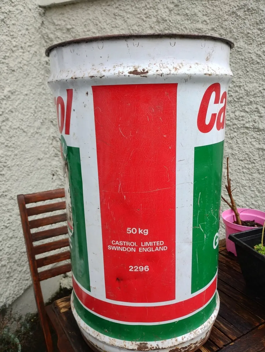 Vintage Metal Castrol Grease Drum - Image 3