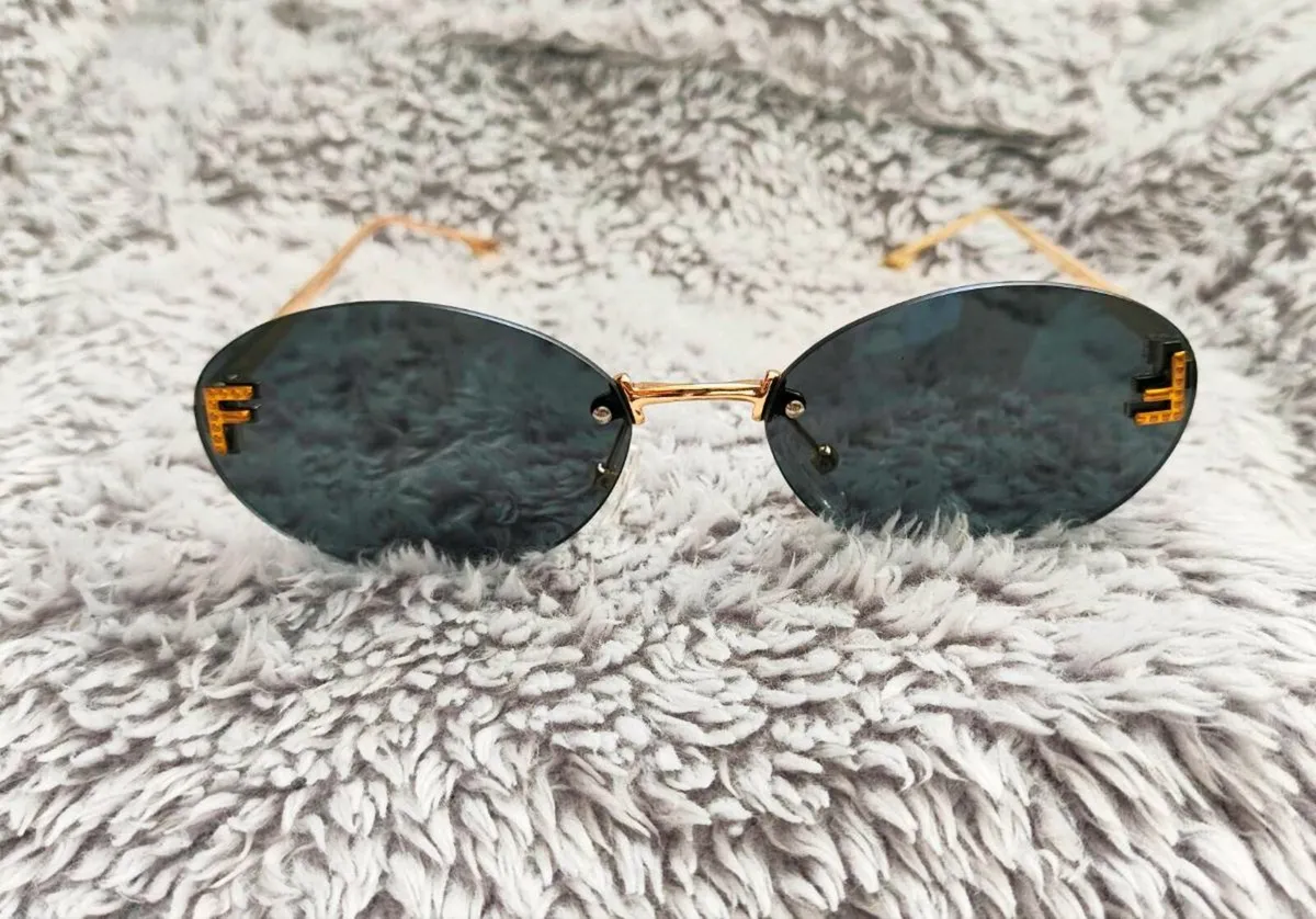 Rimless Oval-Frame Crystal-Embellished Gold-Tone S - Image 3