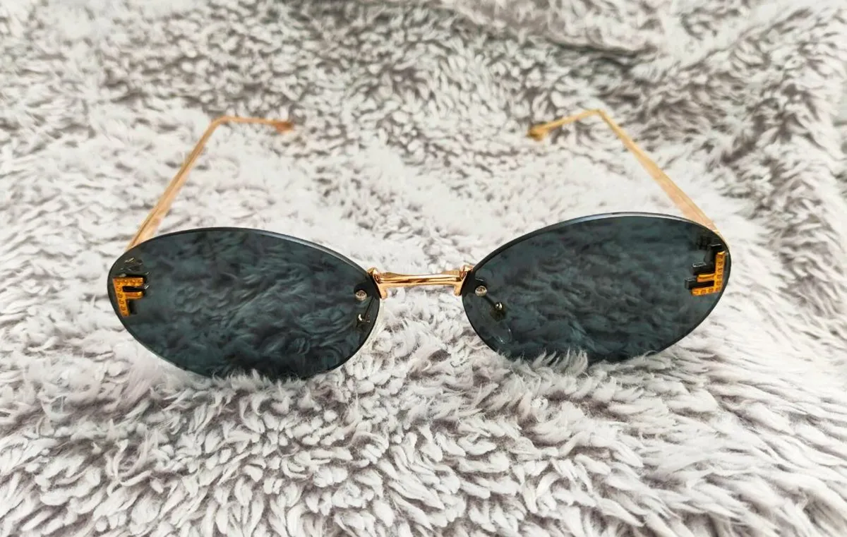 Rimless Oval-Frame Crystal-Embellished Gold-Tone S - Image 4