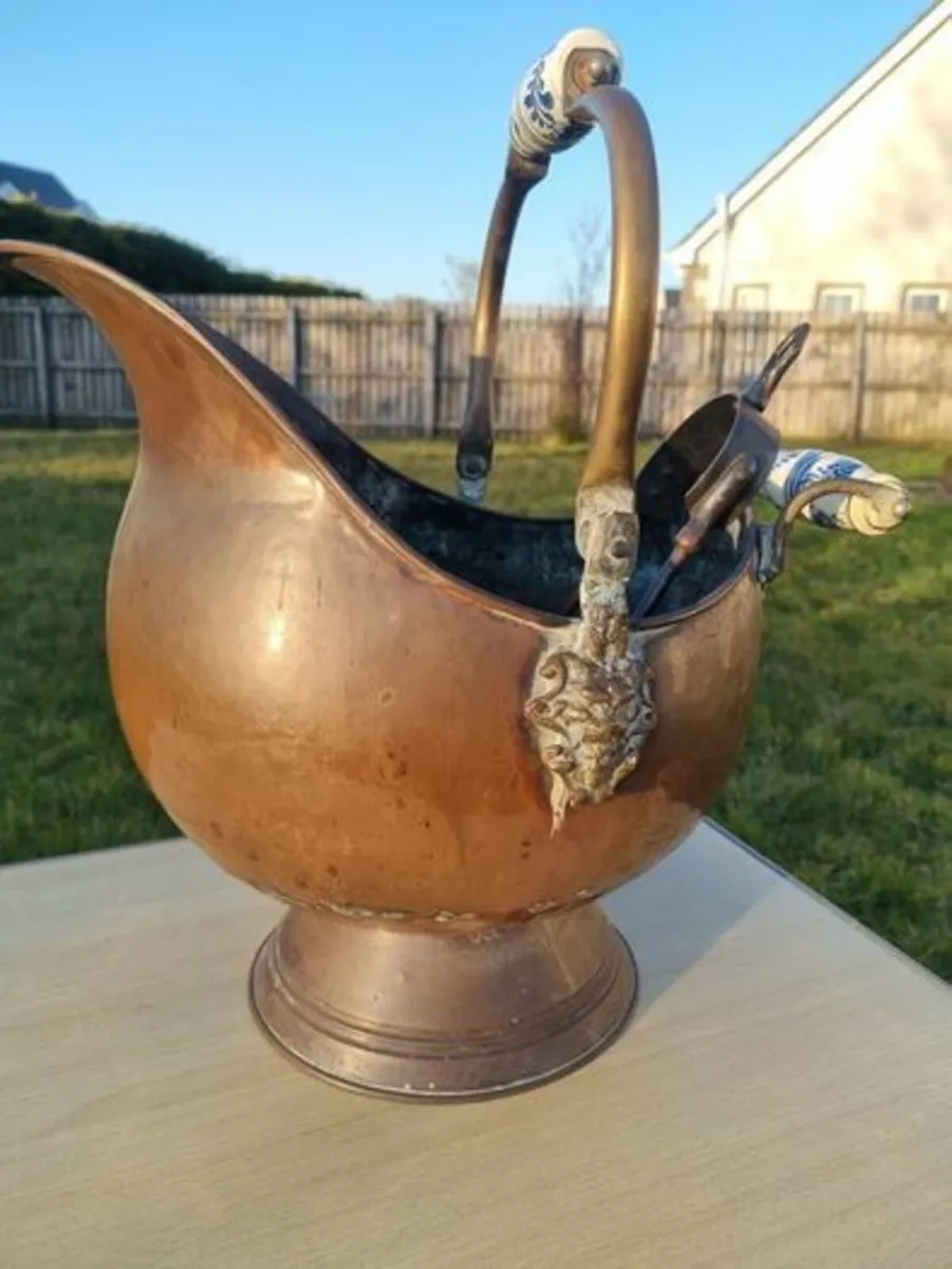 Large Vintage Brass Coal Bucket - Image 1