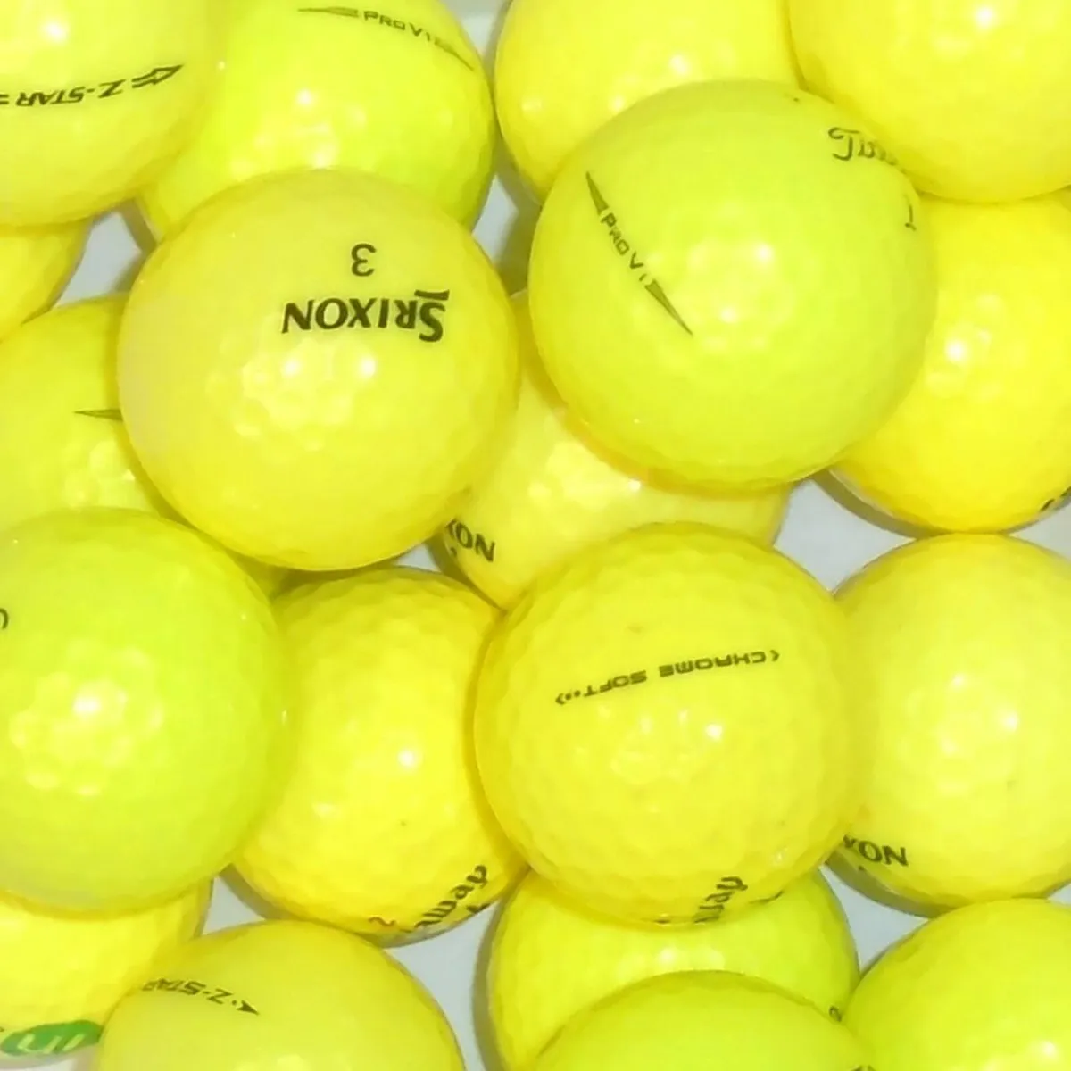 Premium Branded Mix of Yellow Lake Golf Balls - 19
