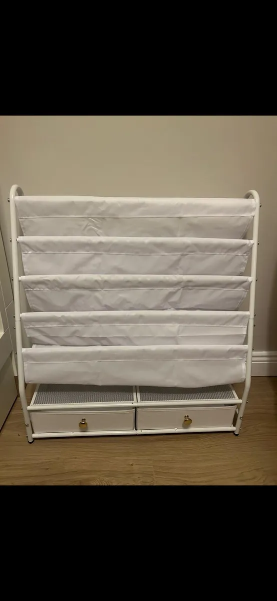 Kids Bookshelf, 4 Tier Bookcase. 2 Fabric Drawer