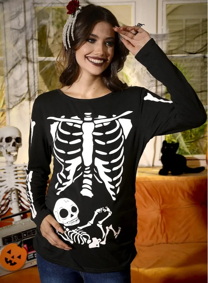 Maternity Skeleton Shirt – Long Sleeve, Size M - Image 2