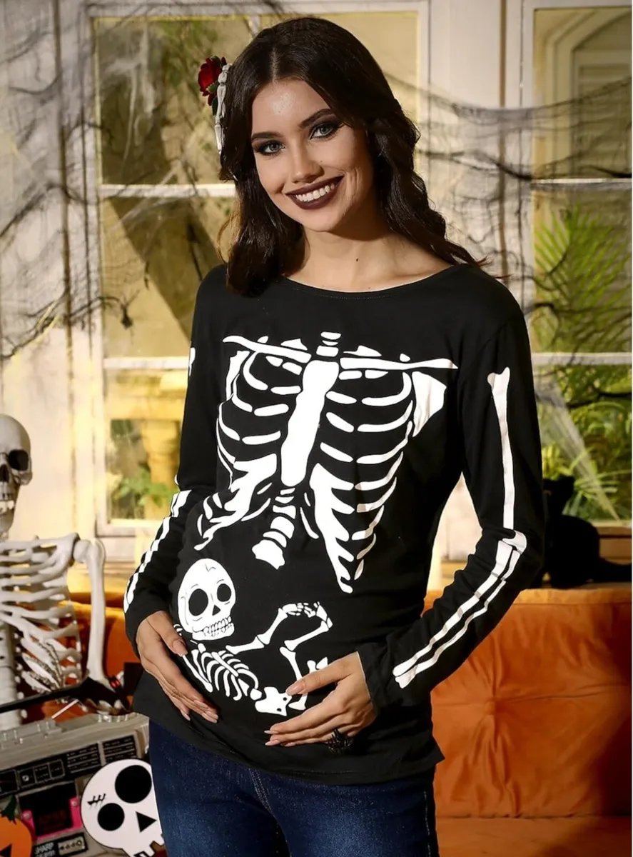 Maternity Skeleton Shirt – Long Sleeve, Size M - Image 3