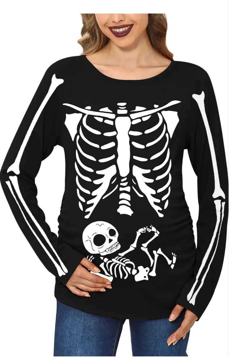 Maternity Skeleton Shirt – Long Sleeve, Size M - Image 4