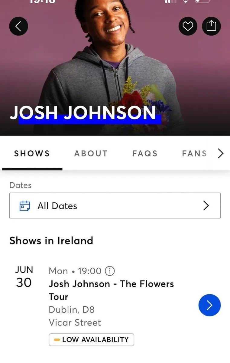 2 x Josh Johnson Dublin Comedy Tickets €100 - Image 2