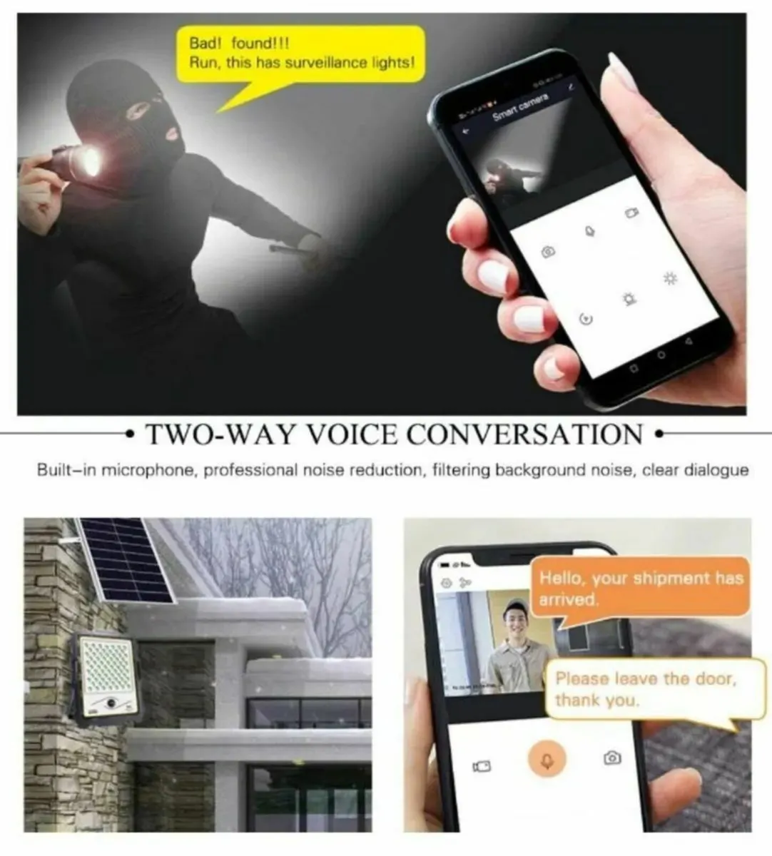 Solar CCTV security camera with LED light no wires - Image 3