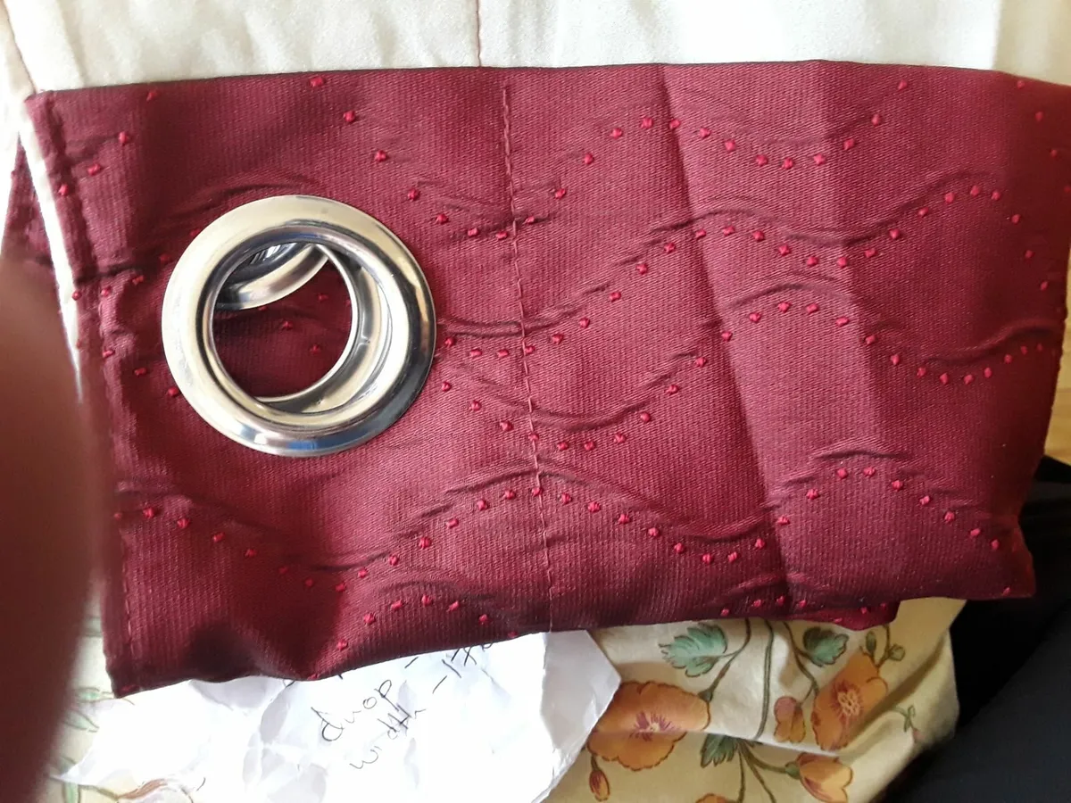 As new fully lined wine colored eyelet drapes - Image 1