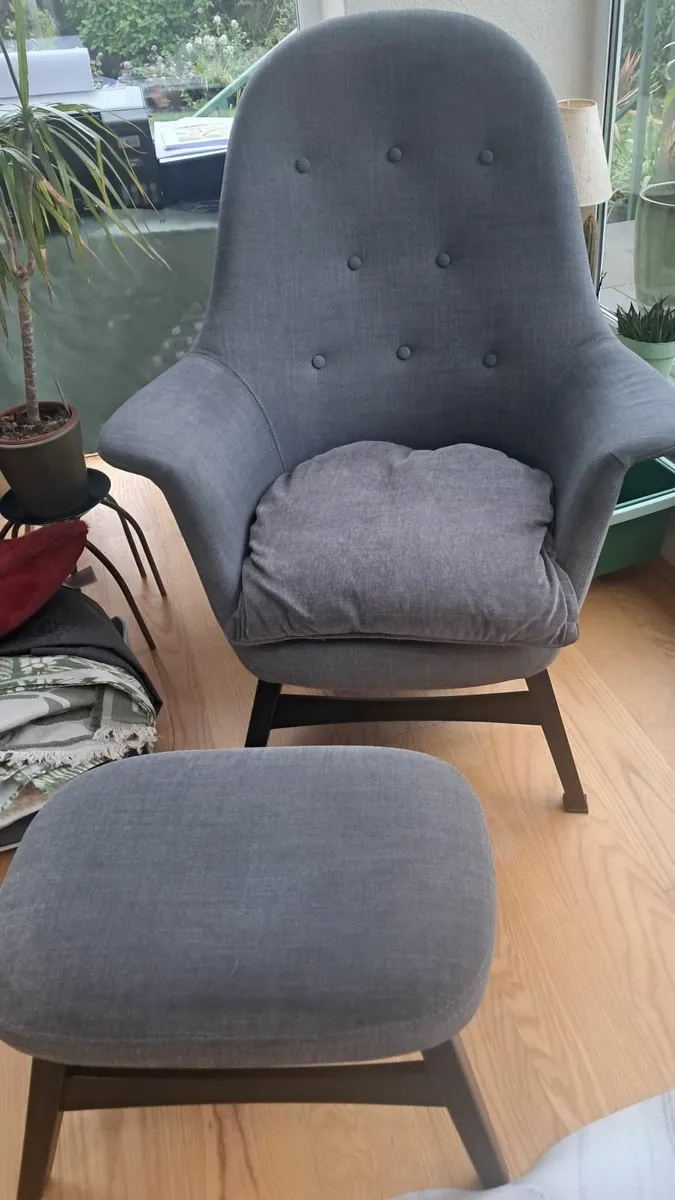 Grey armchair plus footrest - Image 2