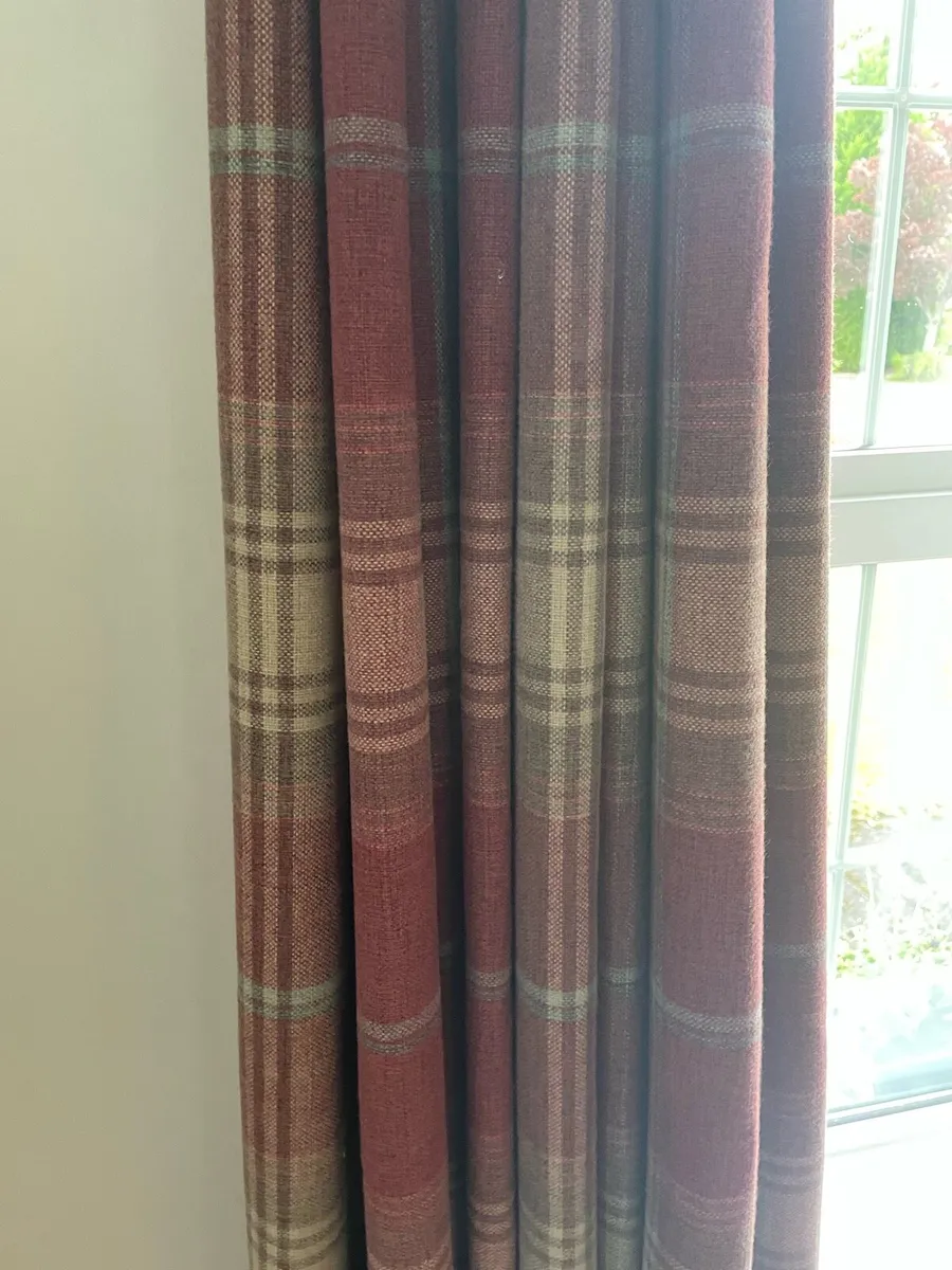 Next Rust Orange Brushed Check Curtains (x2) - Image 2