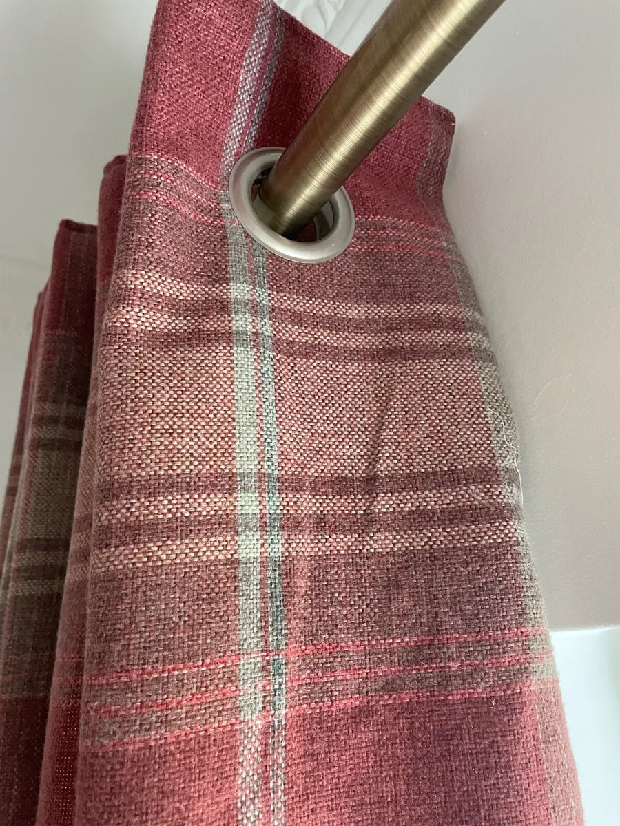 Next Rust Orange Brushed Check Curtains (x2) - Image 4