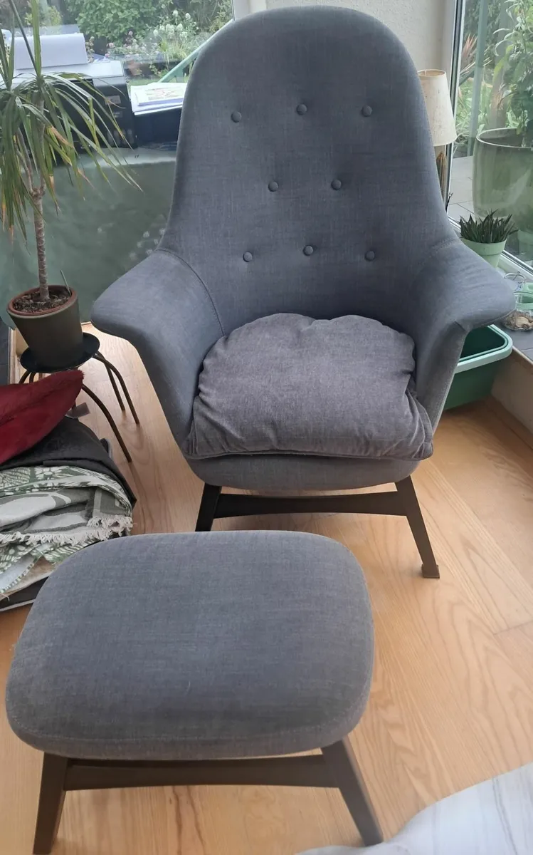 Grey armchair plus footrest - Image 4
