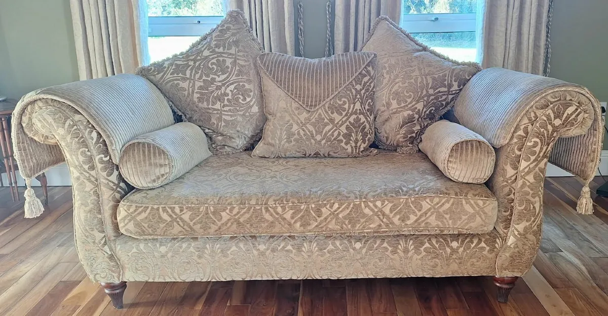 Two Seater Sofa and Queen Anne Chair (Finline) - Image 1