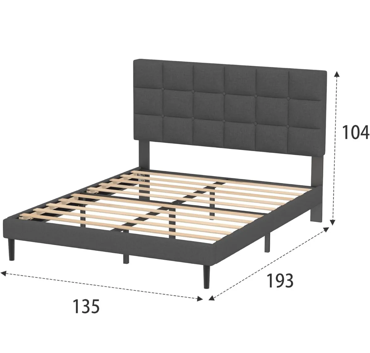 Double Bed Frame, Easy Assembly, Sturdy Wooden Sla - Image 2