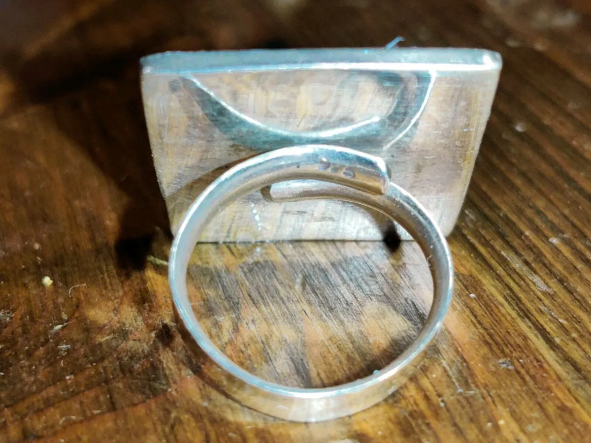 HUGE SQUARE MOTHER OF PEARL, 925 UNISEX Ring ! - Image 3