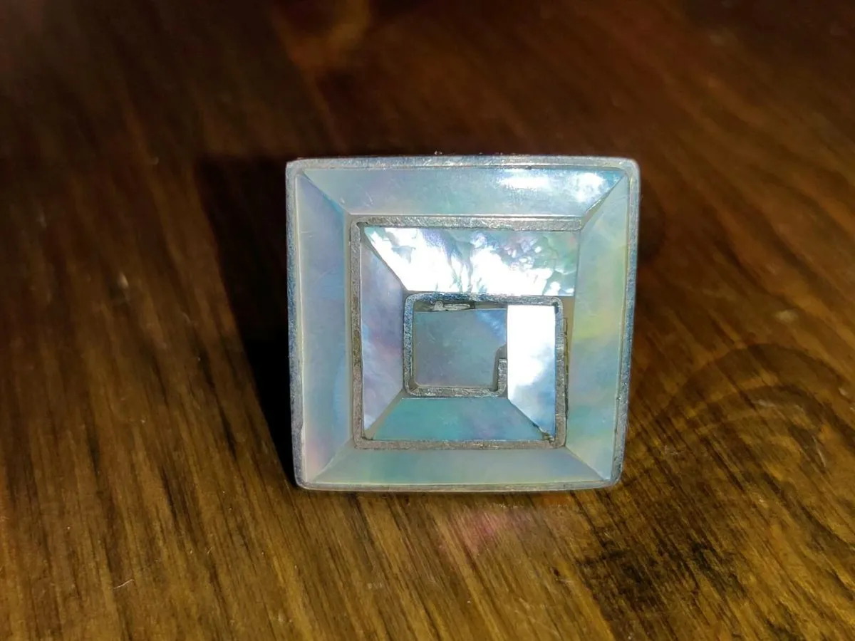 HUGE SQUARE MOTHER OF PEARL, 925 UNISEX Ring ! - Image 4