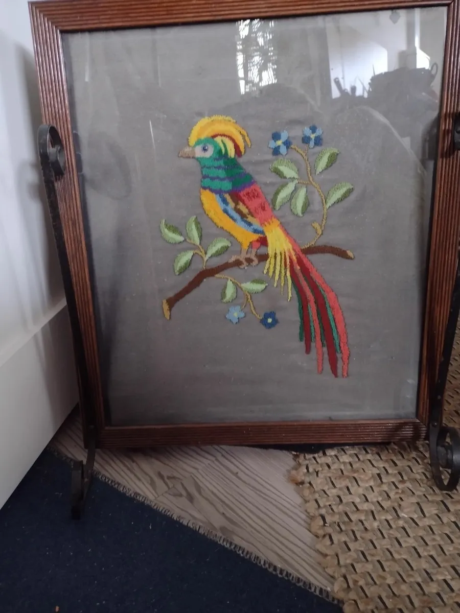 Large Heavy antique Oak Fire-screen - Image 2