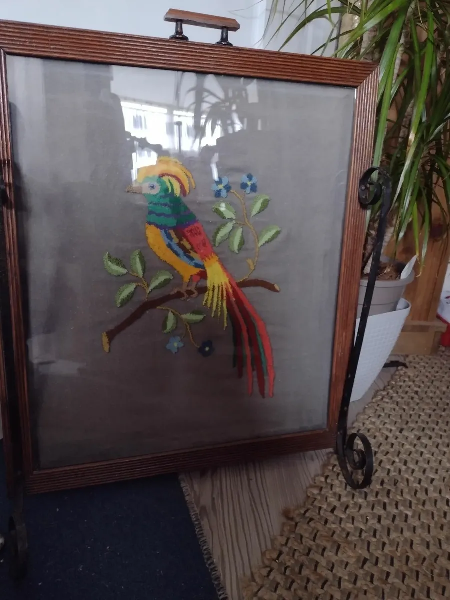 Large Heavy antique Oak Fire-screen - Image 4