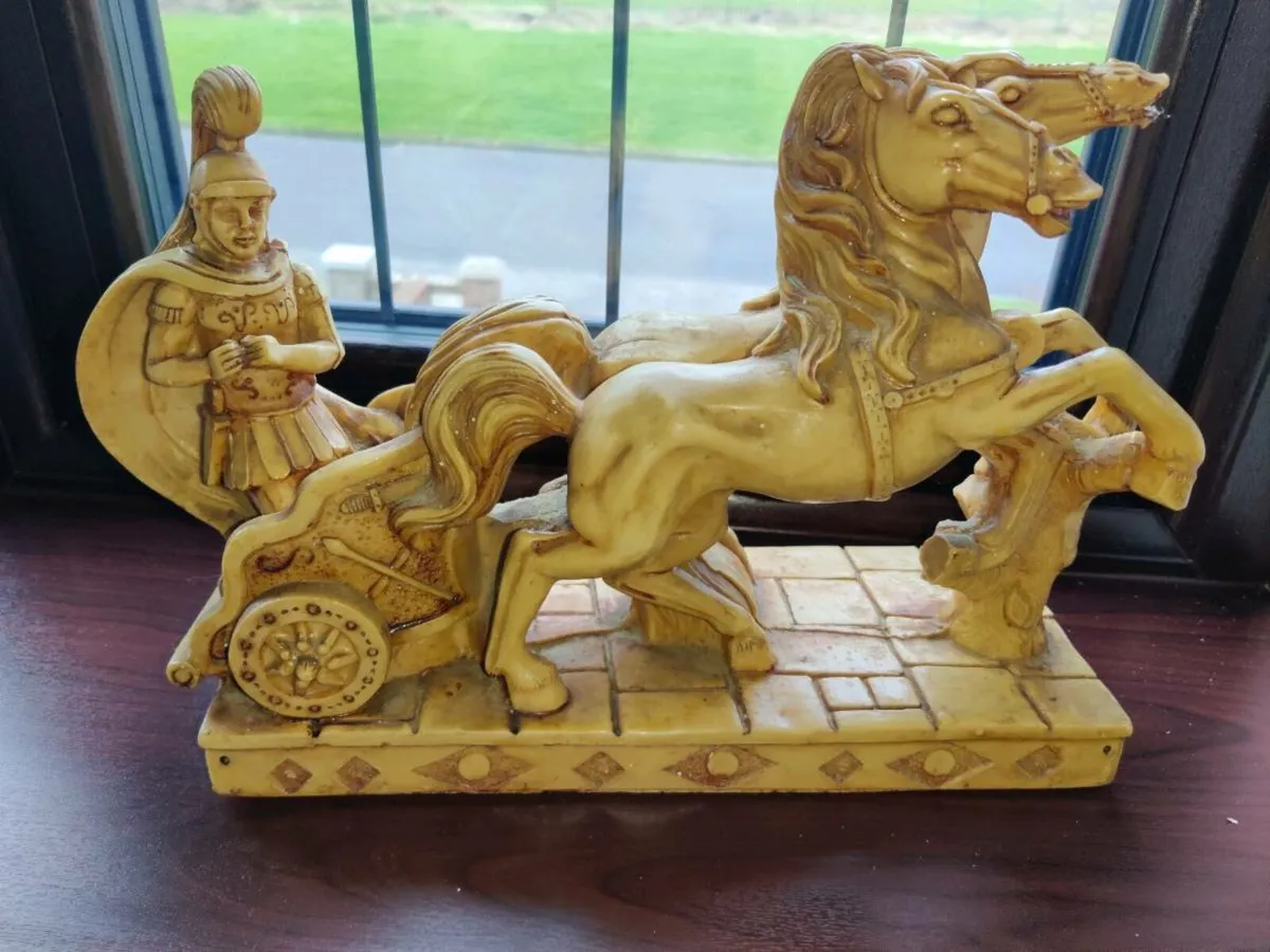 CHARIOT OF FIRE, Large & HEAVY Hand Carved Piece ! - Image 1