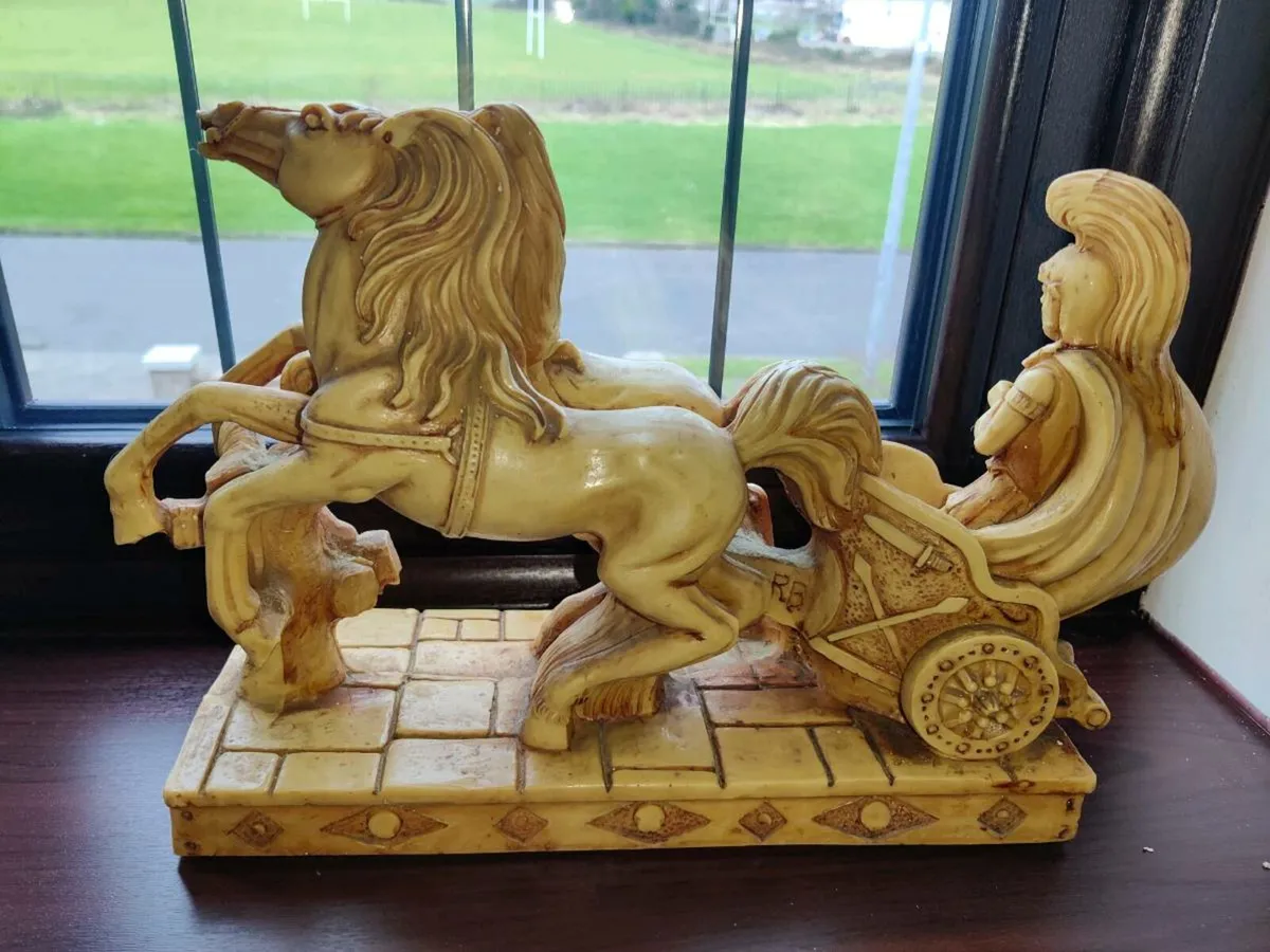 CHARIOT OF FIRE, Large & HEAVY Hand Carved Piece ! - Image 3