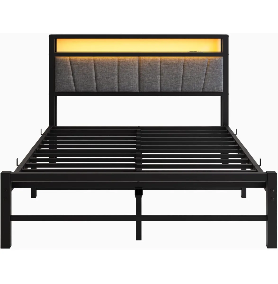 Double Bed Frame with Storage and LED Lights and w - Image 2