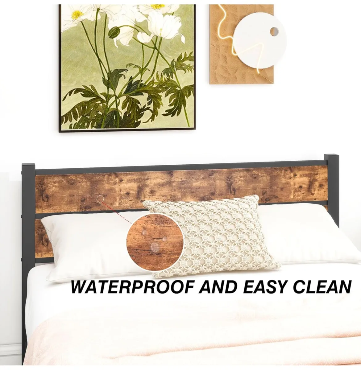 Bed Frame with Wooden Headboard and Footboard - Image 3