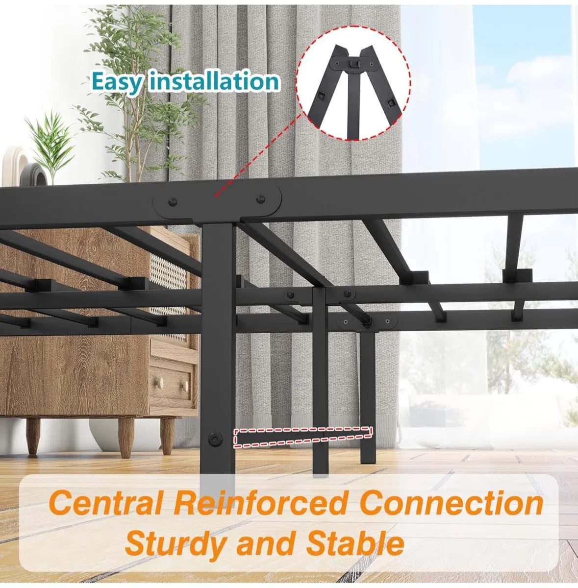 Bed Frame with Wooden Headboard and Footboard - Image 4