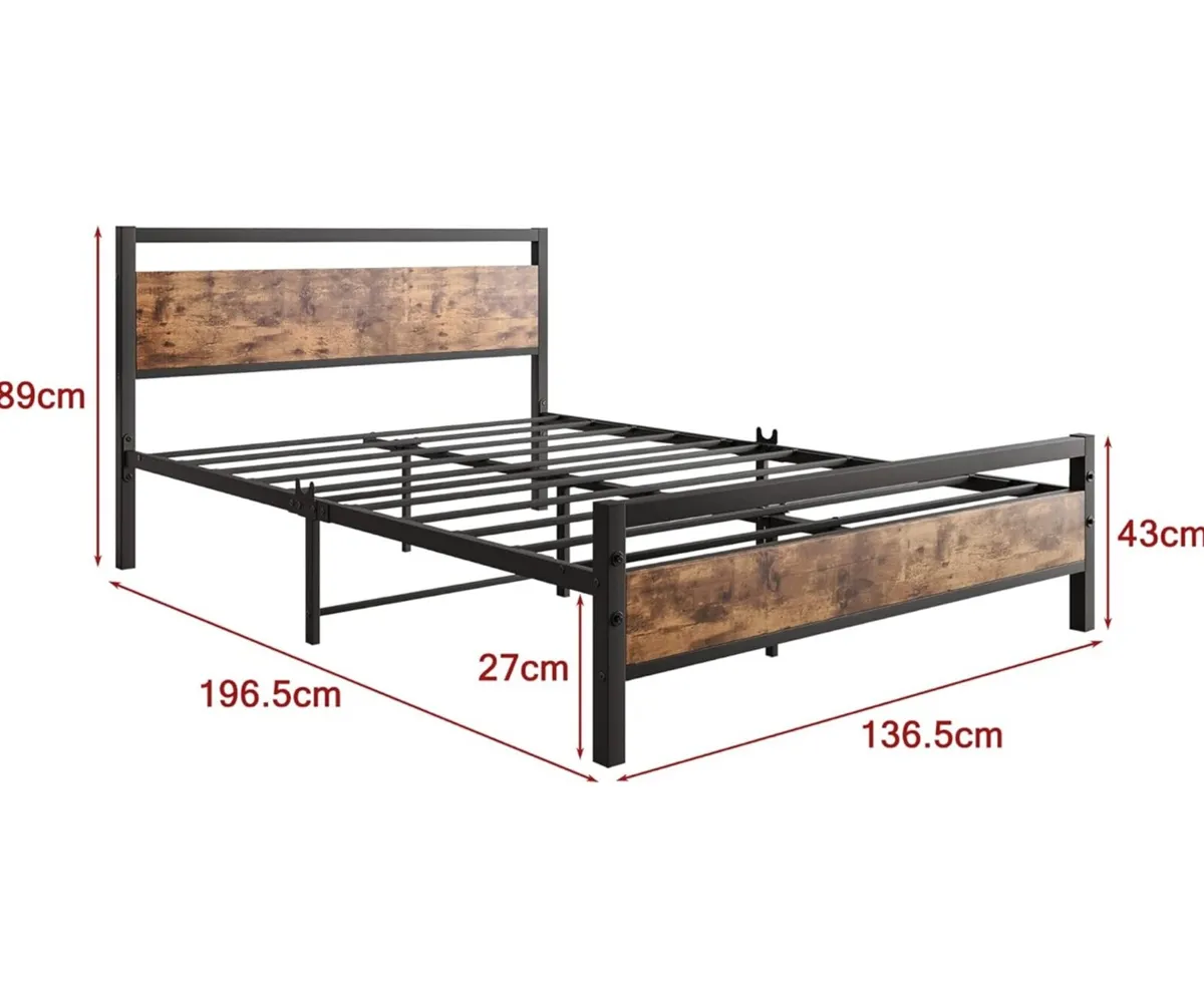 Double Bed Frames with Wood Headboard - Image 3