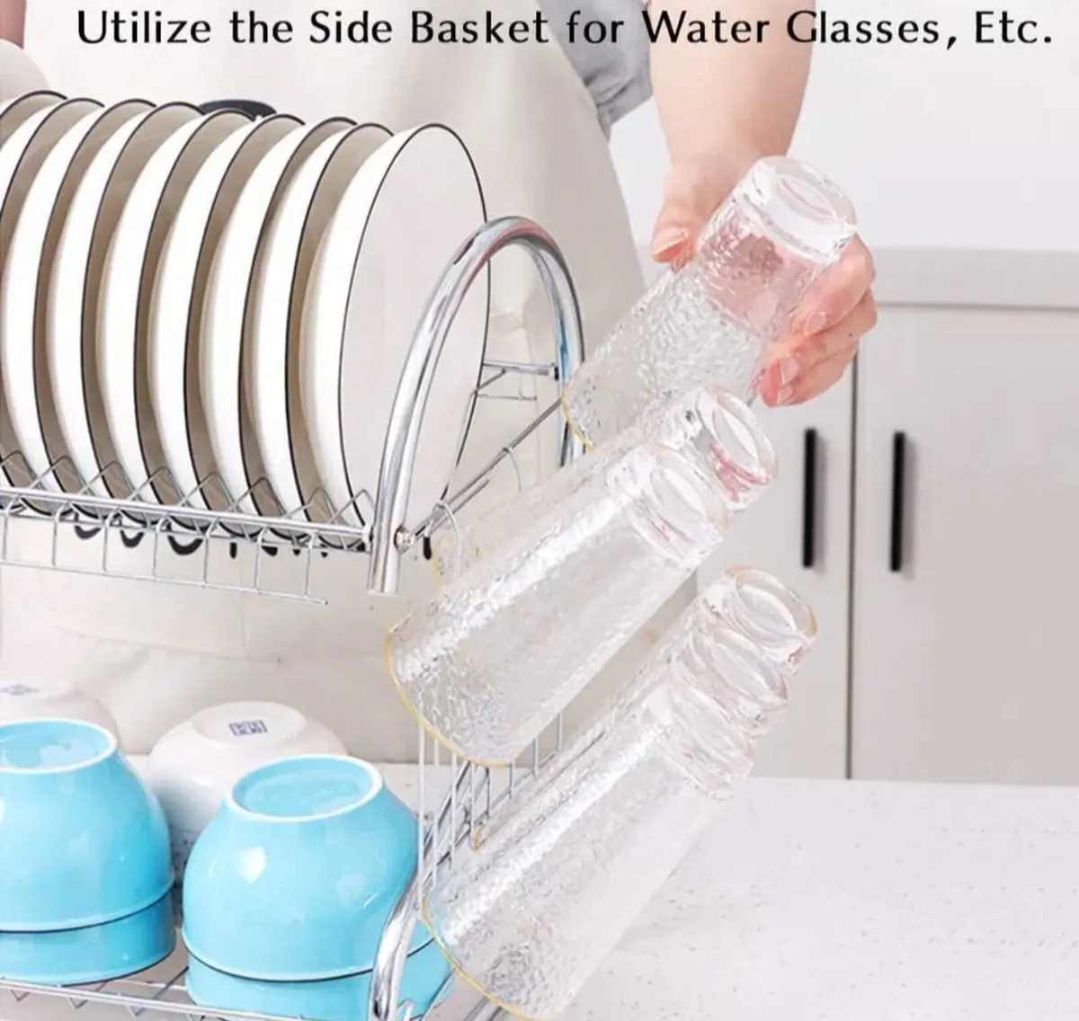2 Tier Dish Drainer Rack Holder With Drip Tray NEW - Image 3