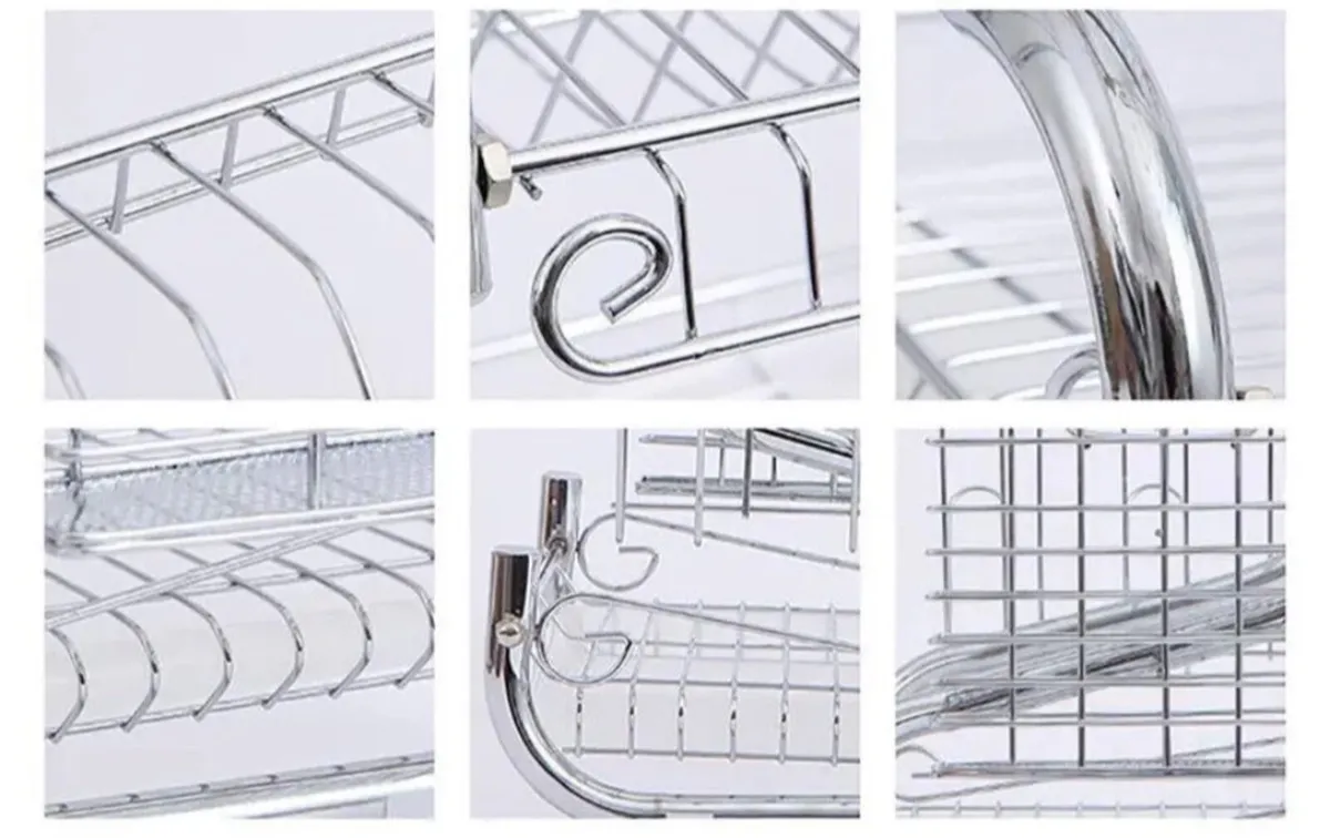 2 Tier Dish Drainer Rack Holder With Drip Tray NEW - Image 4