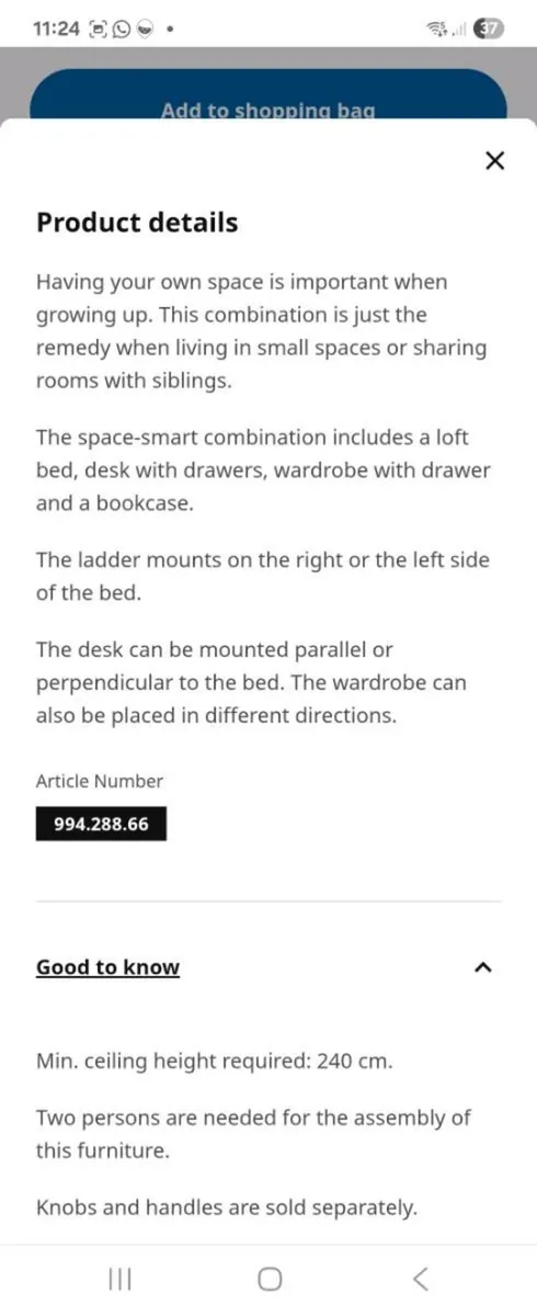 FREE IKEA BED WITH STORAGE AND DESK - Image 3