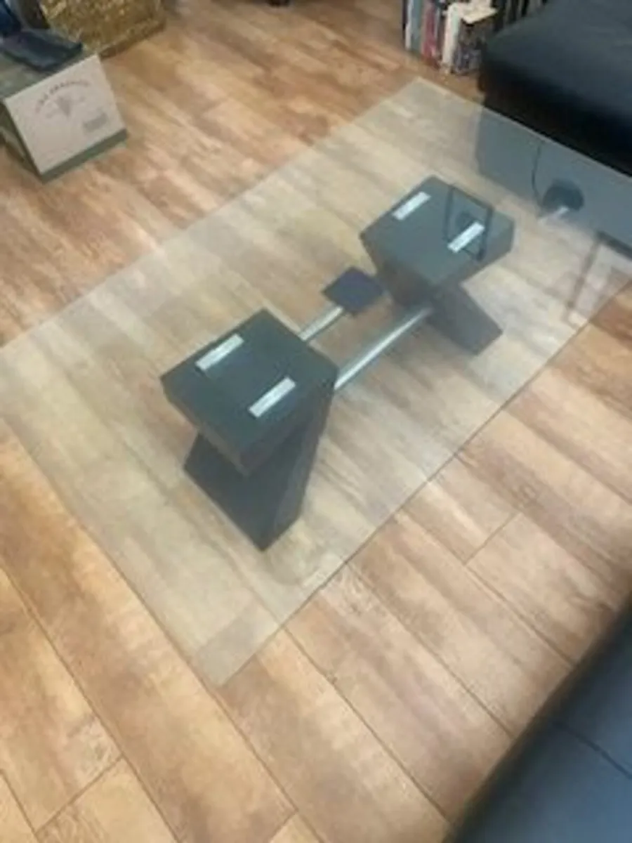 Black faux leather sofa and coffee table as new - Image 2