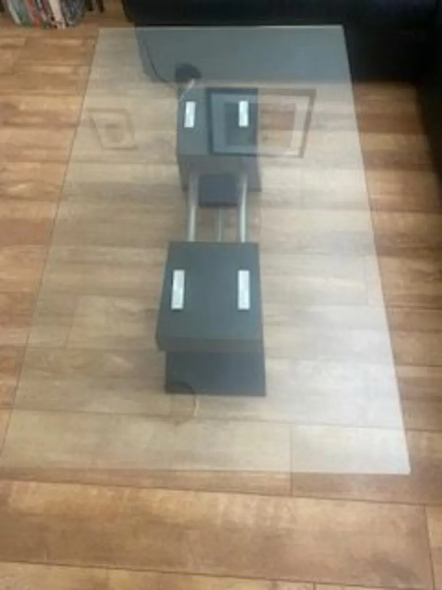 Black faux leather sofa and coffee table as new - Image 4