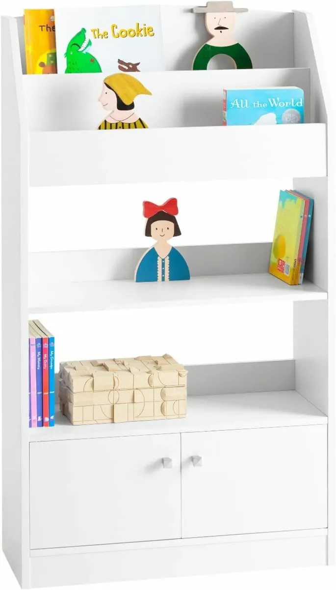 Children's Bookshelf White Standing Shelf for Kids - Image 1