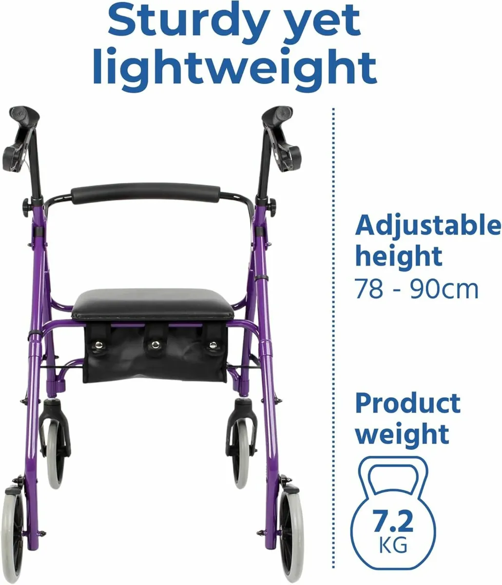 Four Wheel Rollator, Mobility Walker - Image 3