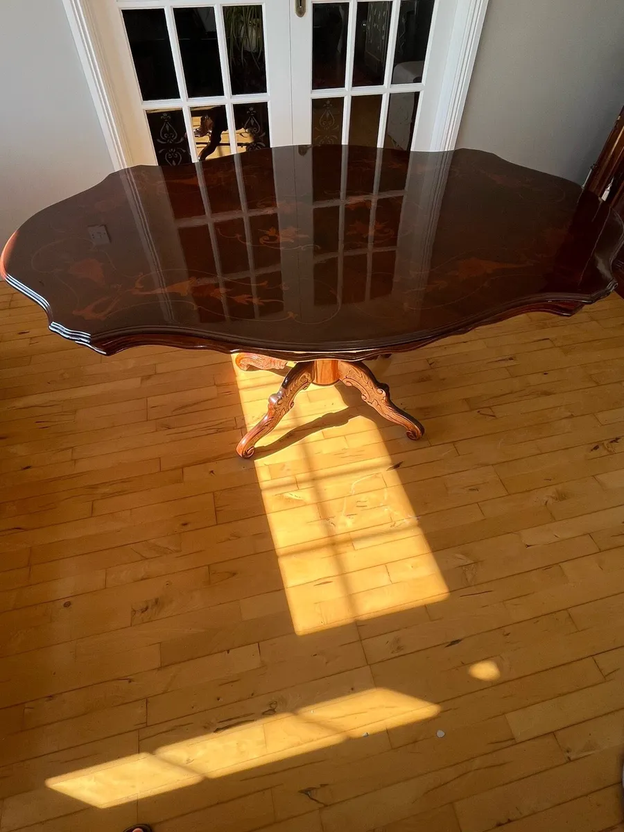 Rosewood Table with Inlay & 6 Dining Chairs - Image 4