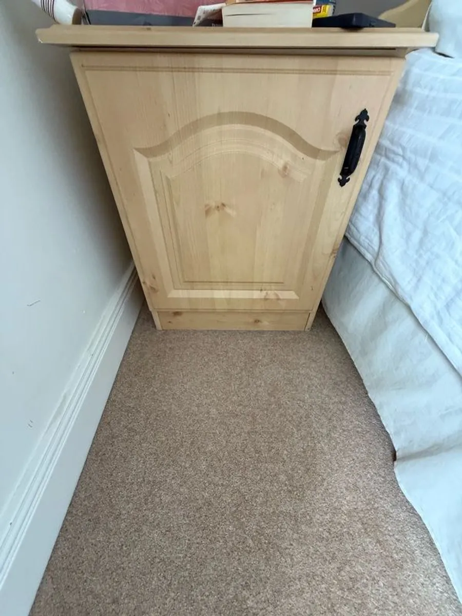 Free wardrobes, matching locker and headboard. Good condition. Wardrobes roughly 2.5m in length, dresser 1.4m - Image 2