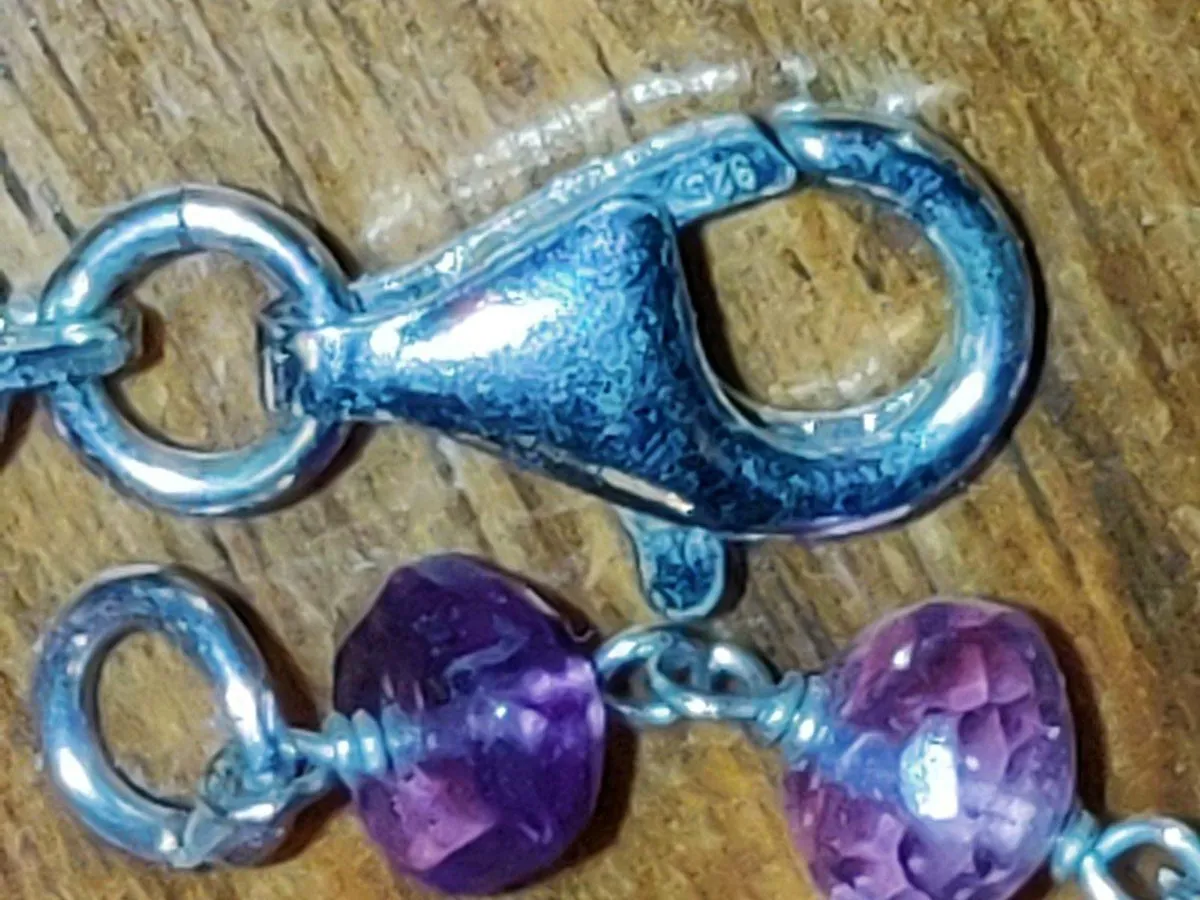 AMETHYST SILVER HEART, 925 Silver New Bracelet ! - Image 3