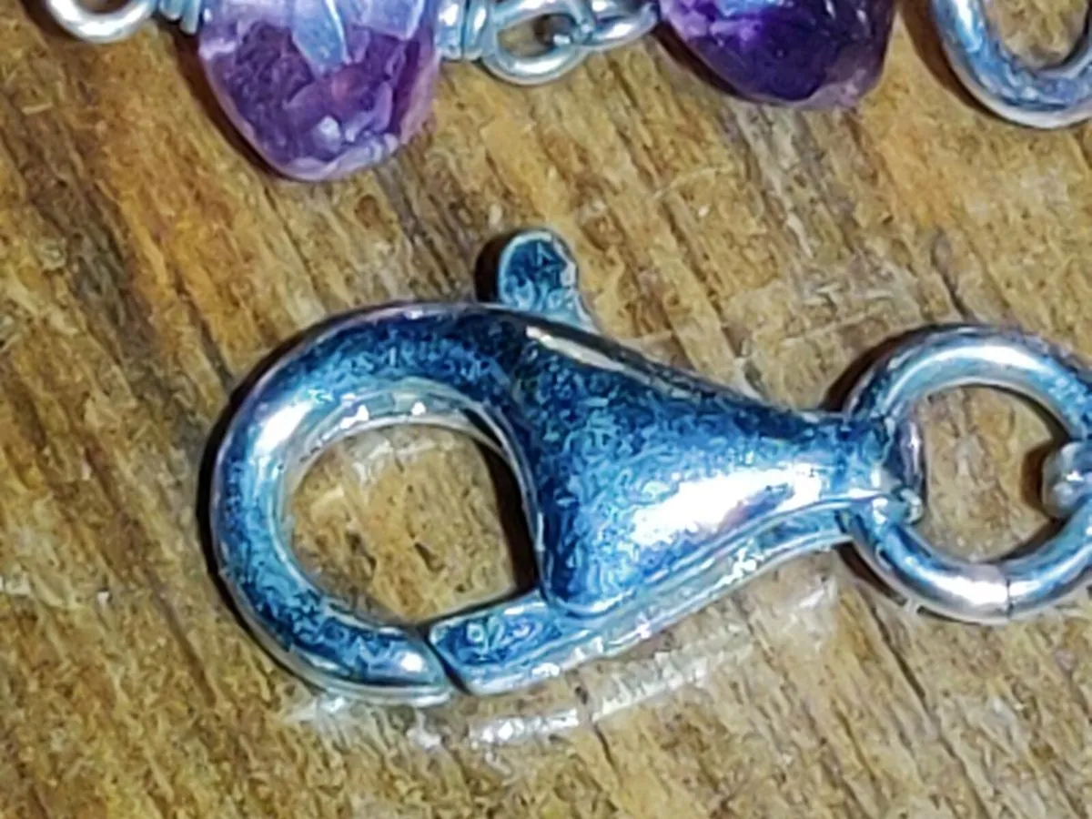 AMETHYST SILVER HEART, 925 Silver New Bracelet ! - Image 4