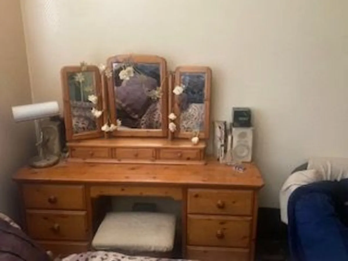Solid Pine dressing table and stool