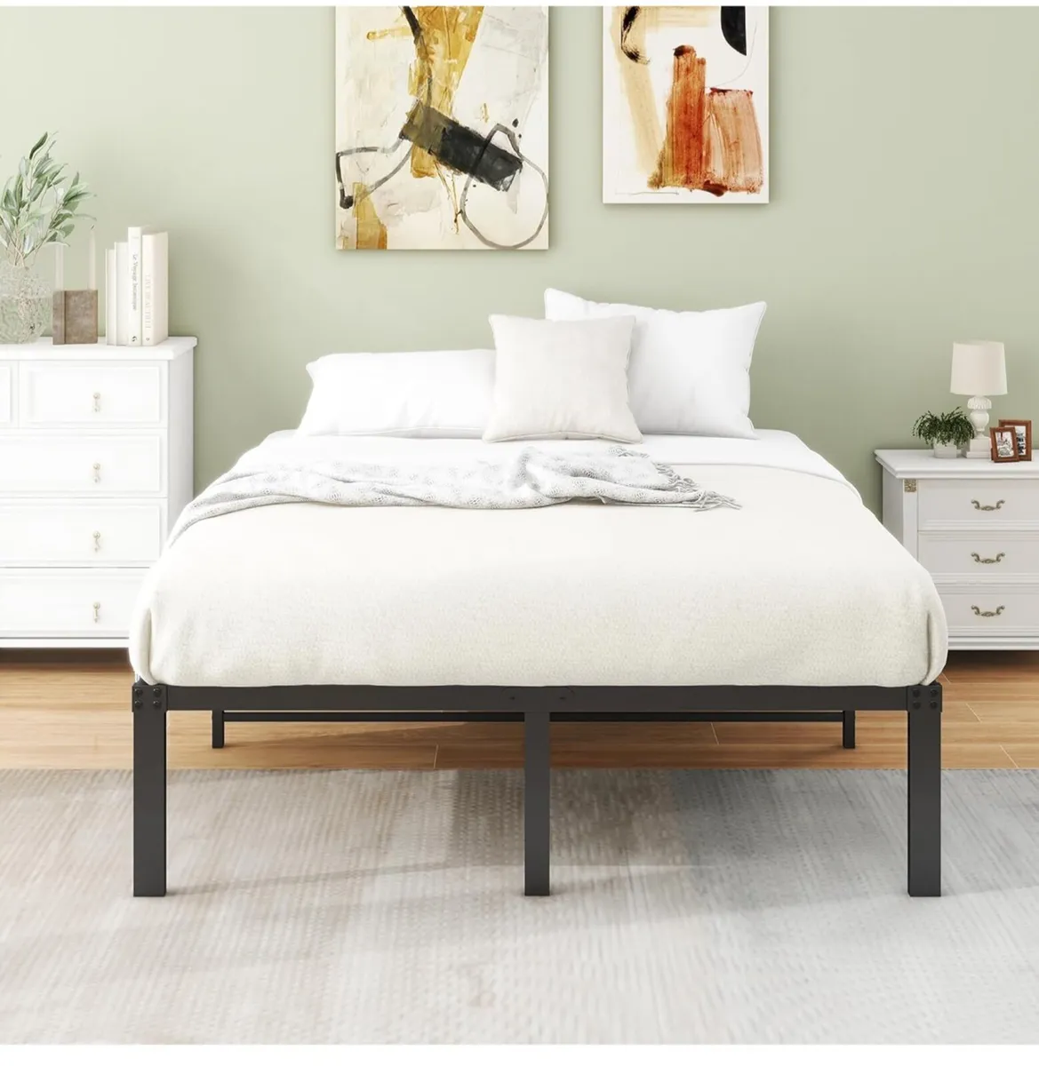 4ft6 Double Bed Frames, 36cm High Metal Platform - Image 3