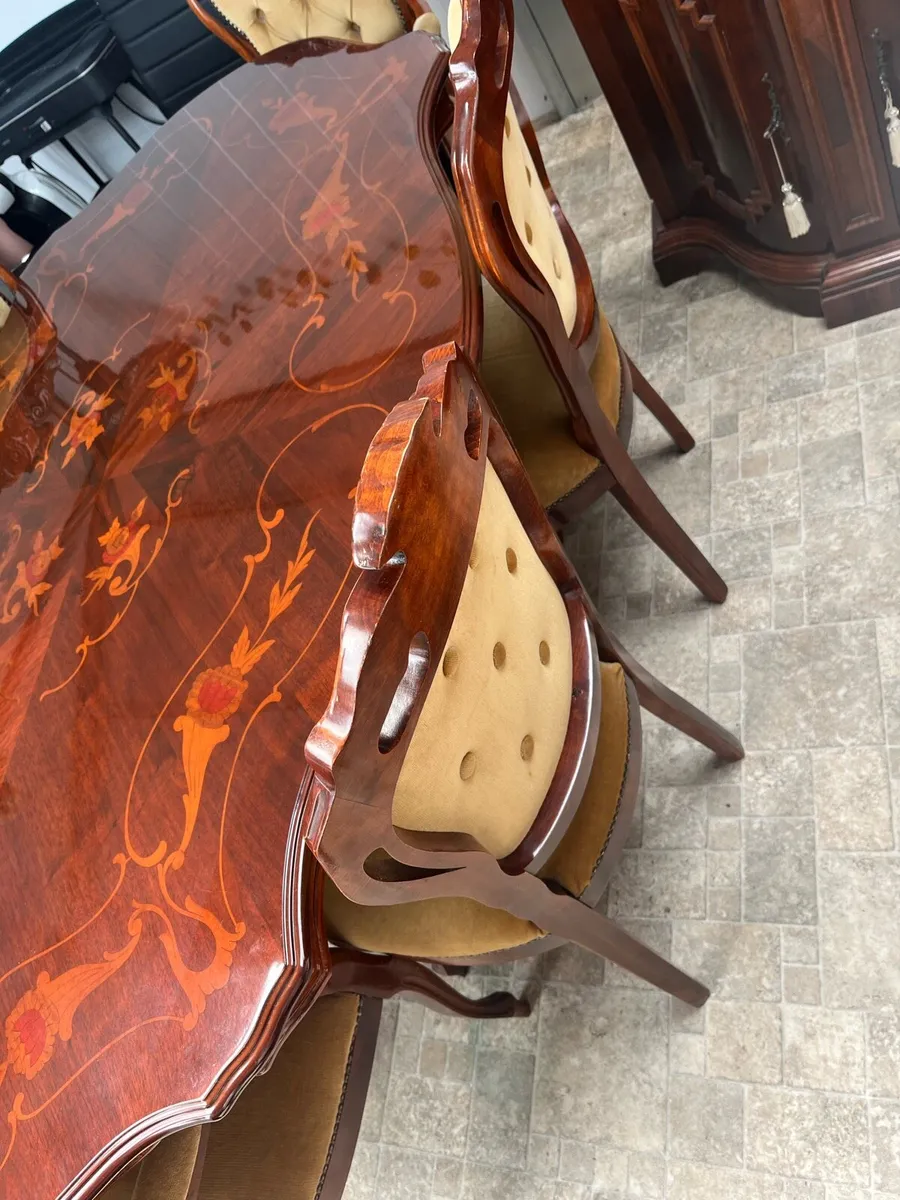 Rosewood Table with Inlay & 6 Dining Chairs - Image 1