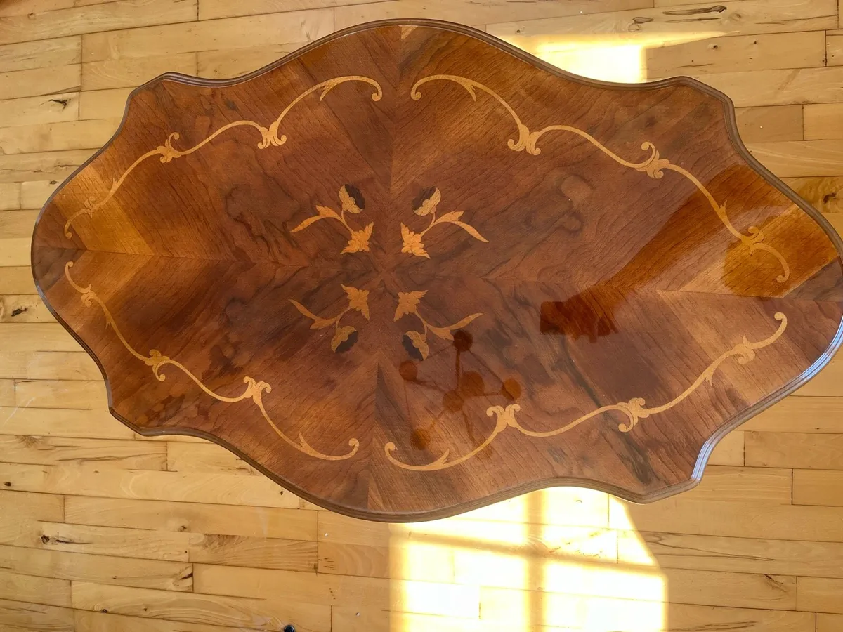 Rosewood Coffee Table with Inlay & 2 Lamp Tables - Image 2