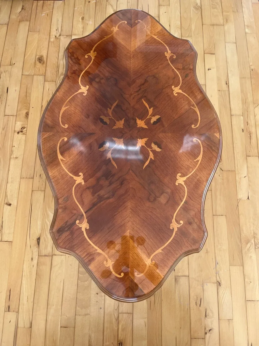 Rosewood Coffee Table with Inlay & 2 Lamp Tables - Image 3