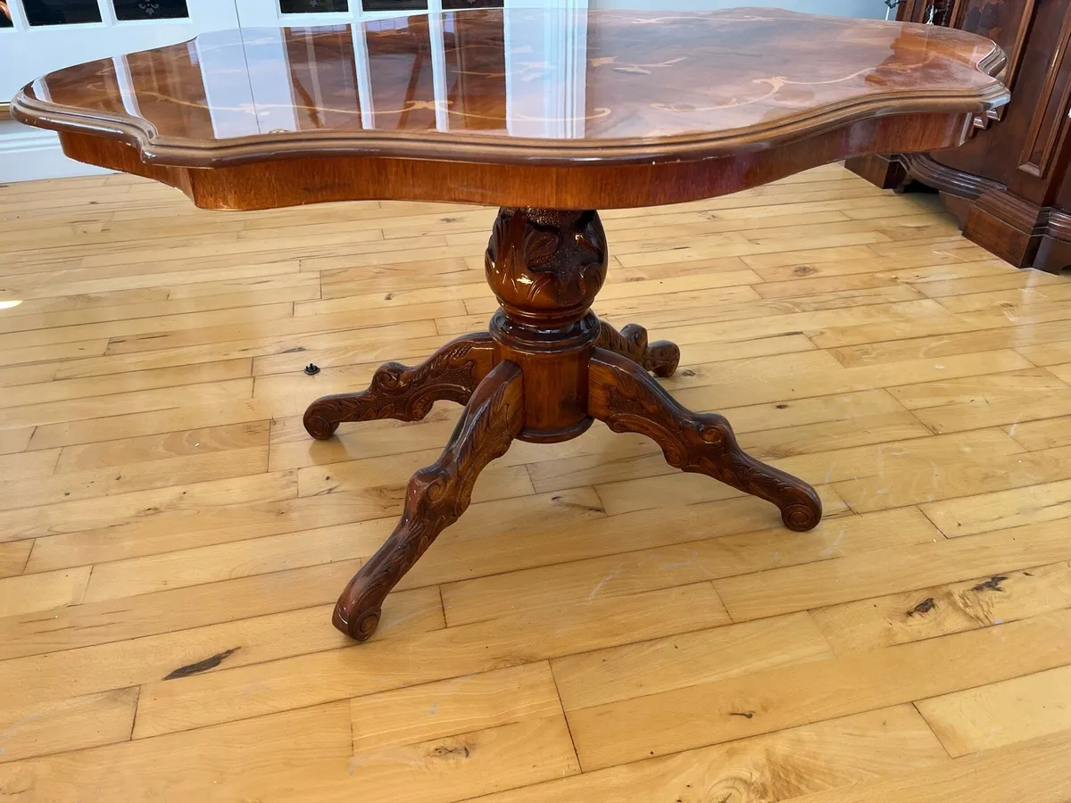 Rosewood Coffee Table with Inlay & 2 Lamp Tables - Image 1