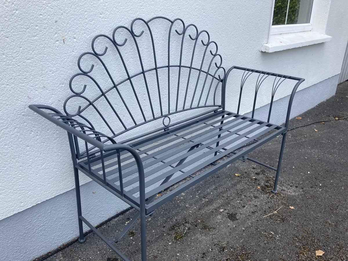 Brand new vintage metal powder coated grey bench - Image 2