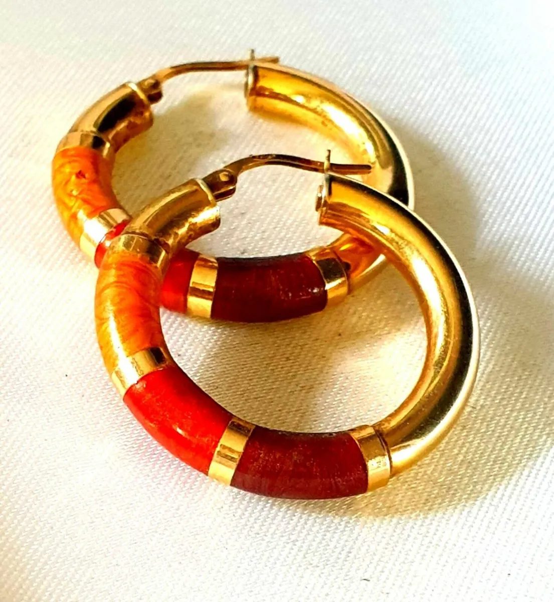 Vintage 3 Colour Gold Hallmarked Earrings - Image 1