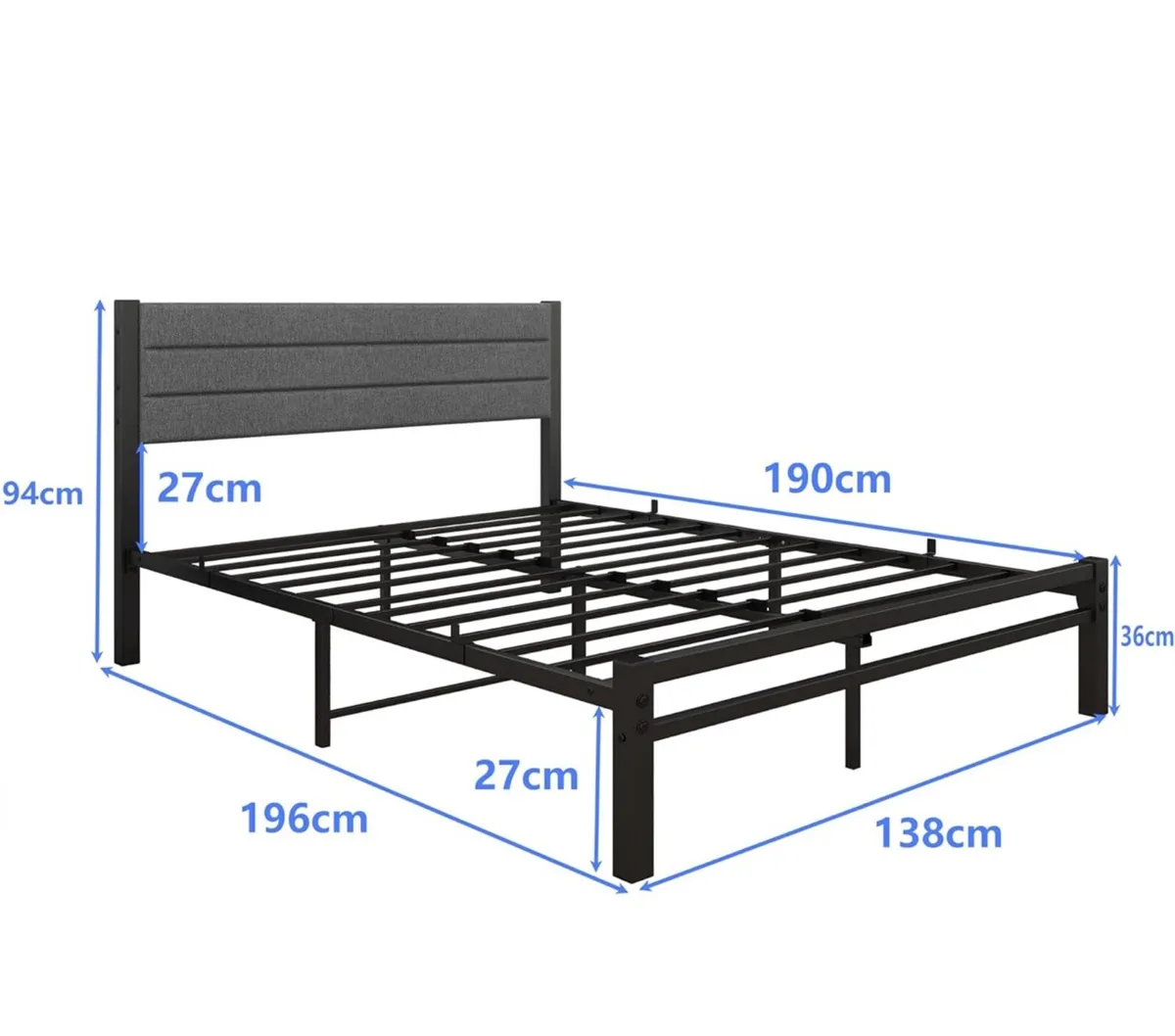 Double Bed Frame with Upholstered Headboard - Image 2